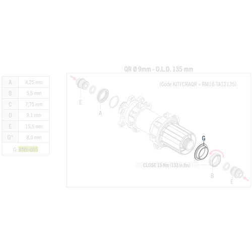 Rear hub part Fulcrum Power/HP Passion spacer for 12mm thru axle