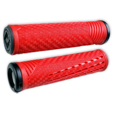 Stūres rokturi ODI CF v2.1 Lock-On 135mm Red/White