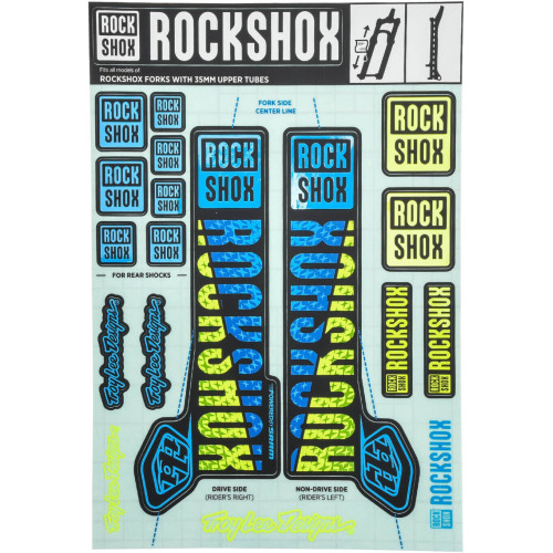 Fork service kit Rockshox decal sticker 35mm Troy Lee Designs blue-yellow