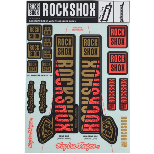 Dakšas uzlīme Rockshox 35mm Troy Lee Designs gold-orange