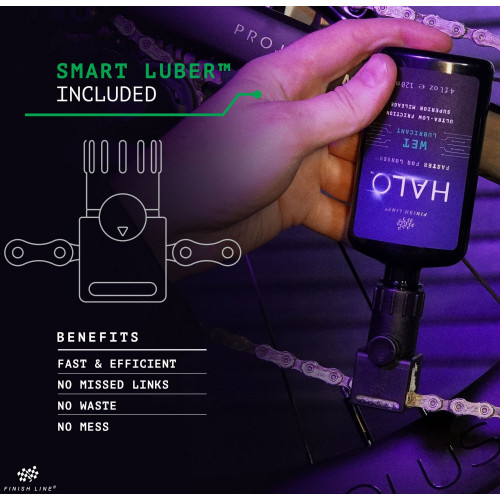 Chain lube Finish Line HALO Wet 120ml + Smart Luber