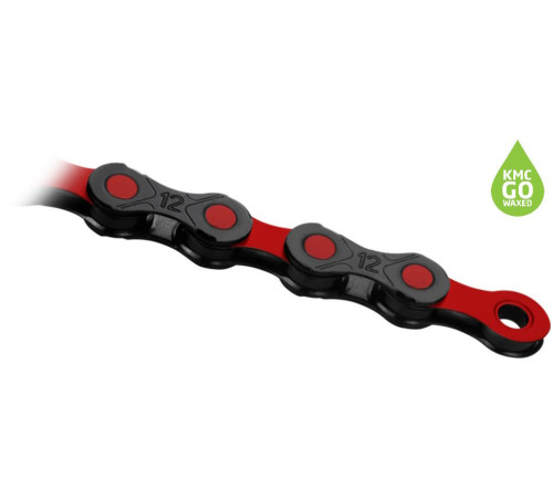 Chain KMC DLC12 BlackRed 12-speed 126-links Waxed