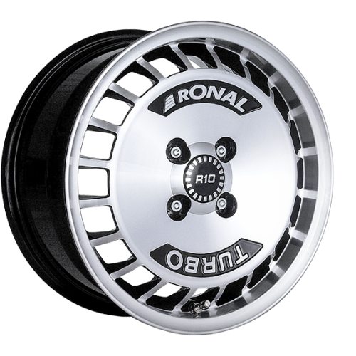 15" 4x108 Ronal R10 TURBO BLACK-FRONT CUT ET28 7.0J