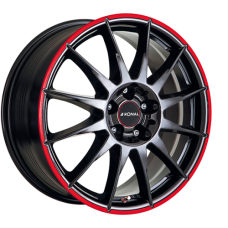 17" 4x100 Ronal R54 MCR JET BLACK-RED RIM ET35 7.0J