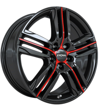 17" 4x100 Ronal R57 MCR JET BLACK-RED SPOKE ET35 7.0J