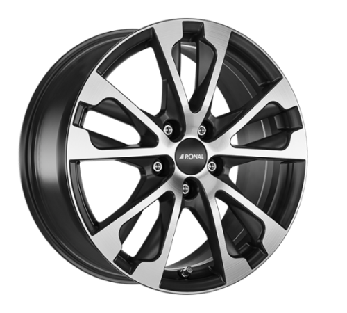 17" 5x112 Ronal R61 JET BLACK-MATT-FRONT CUT ET29 7.5J