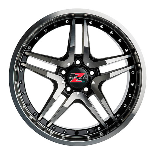 18" 5x112 Barzetta GT Black Polished Chrome Rivets ET45 8J