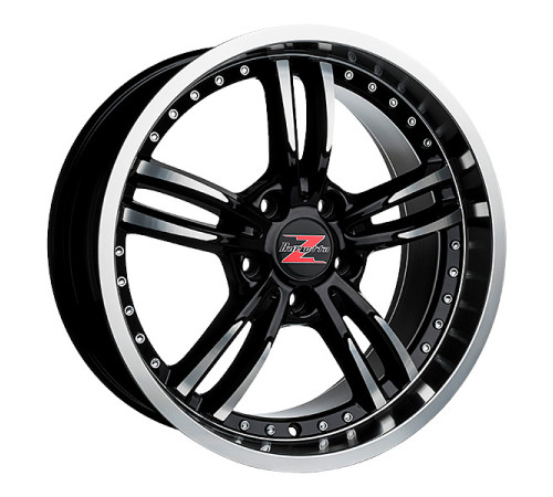 18" 5x120 Barzetta Mi6 Black Polished Chrome Rivets ET20 8J