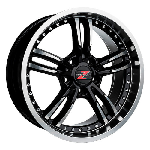 18" 5x120 Barzetta Mi6 Black Polished Chrome Rivets ET35 8J