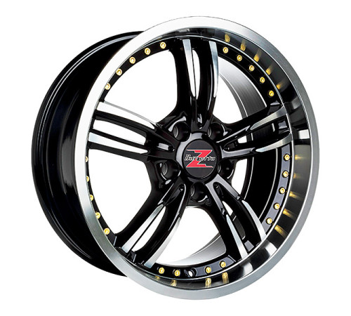 18" 5x120 Barzetta Mi6 Black Polished Gold Rivets ET20 8J