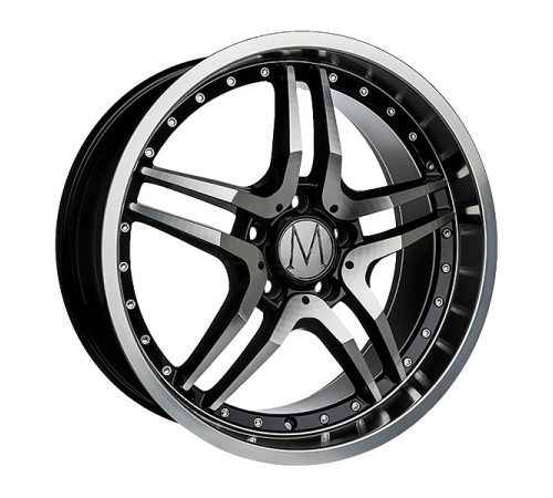 18" 5x112 Melchior GT Black Polished Chrome Rivets ET35 8J