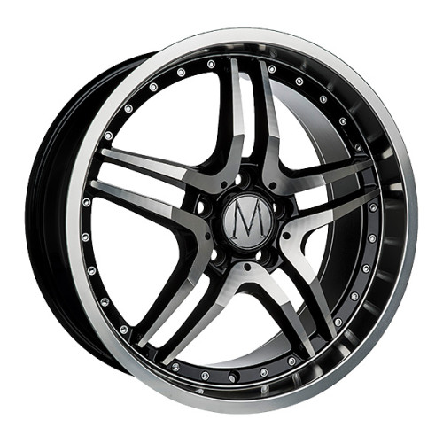 18" 5x112 Melchior GT Black Polished Chrome Rivets ET35 8J