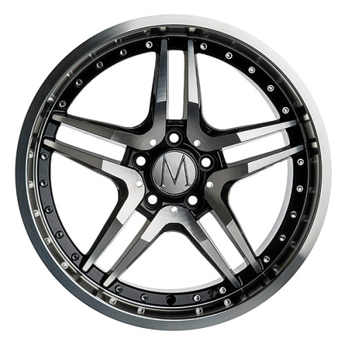 18" 5x112 Melchior GT Black Polished Chrome Rivets ET35 8J