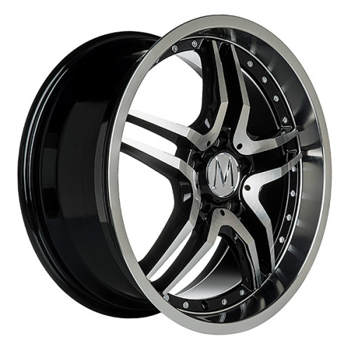 18" 5x112 Melchior GT Black Polished Chrome Rivets ET35 8J