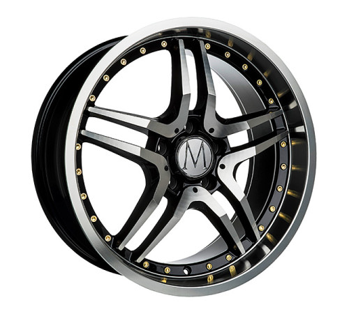 18" 5x112 Melchior GT Black Polished Gold Rivets ET35 8J