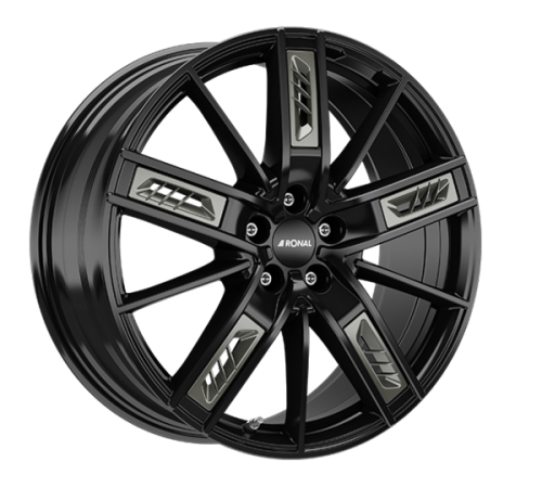 20" 5x112 Ronal R67 Grey Right JET BLACK ET40 8.5J