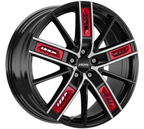 20" 5x112 Ronal R67 Red Right JET BLACK ET30 8.5J
