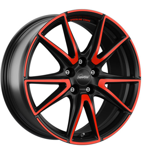 19" 5x112 Speedline SL6 Vettore MCR JET BLACK MATT RED SPOKE ET39 9.5J