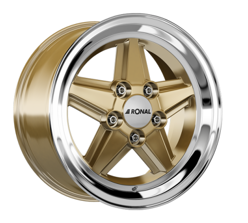 15" 5x112 Ronal R9 RACING GOLD-RIM LIP CUT ET23 7.0J