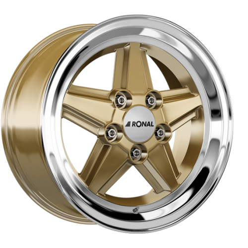 15" 5x112 Ronal R9 RACING GOLD-RIM LIP CUT ET23 7.0J