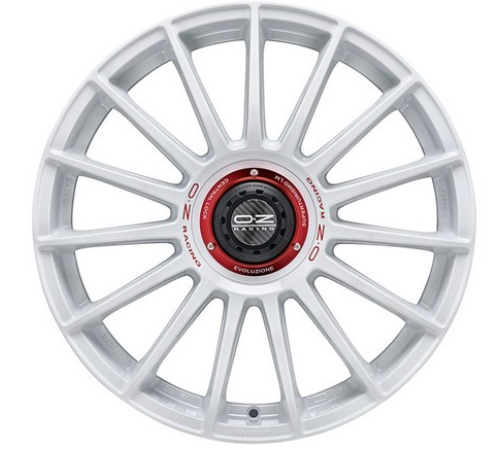 19'' 5x112 OZ Racing Superturismo Evoluzione WRC Race White Red Lettering ET38 8.5J