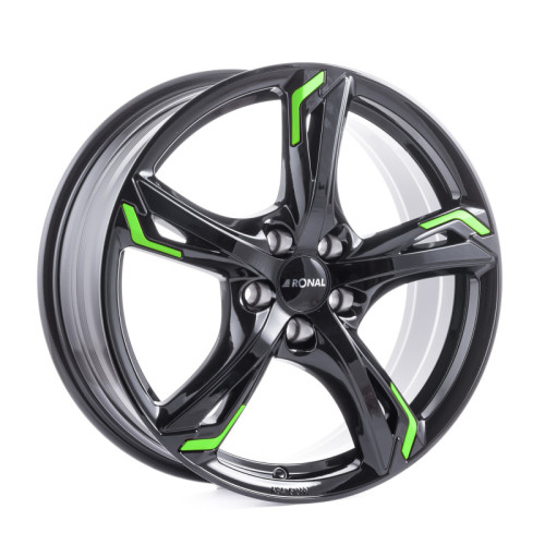 19" 5x114,3 Ronal R62 Green JET BLACK ET40 8.0J
