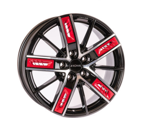 20" 5x112 Ronal R67 Red Left JET BLACK-FRONT CUT ET30 8.5J