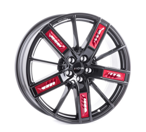 20" 5x112 Ronal R67 Red Left JET BLACK ET40 8.5J